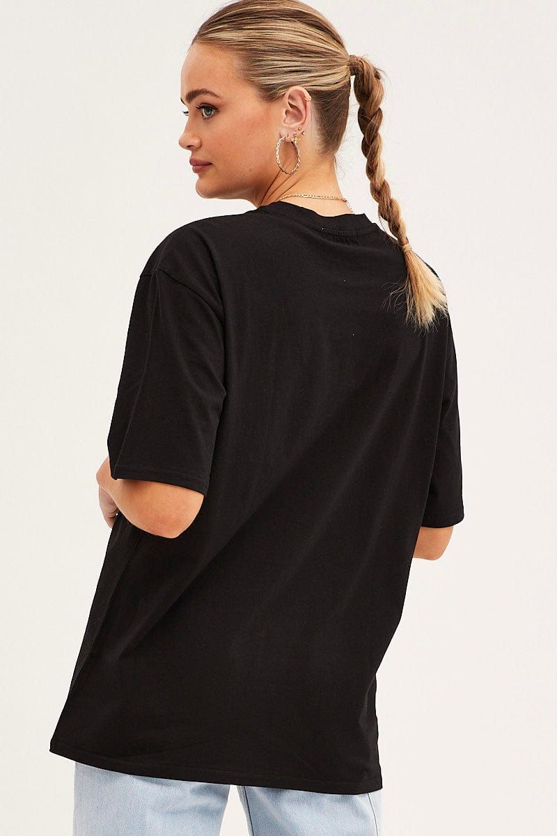 Black Graphic T-Shirt Crew Neck Short Sleeve sold by Ally Fashion product image thumbnail 5