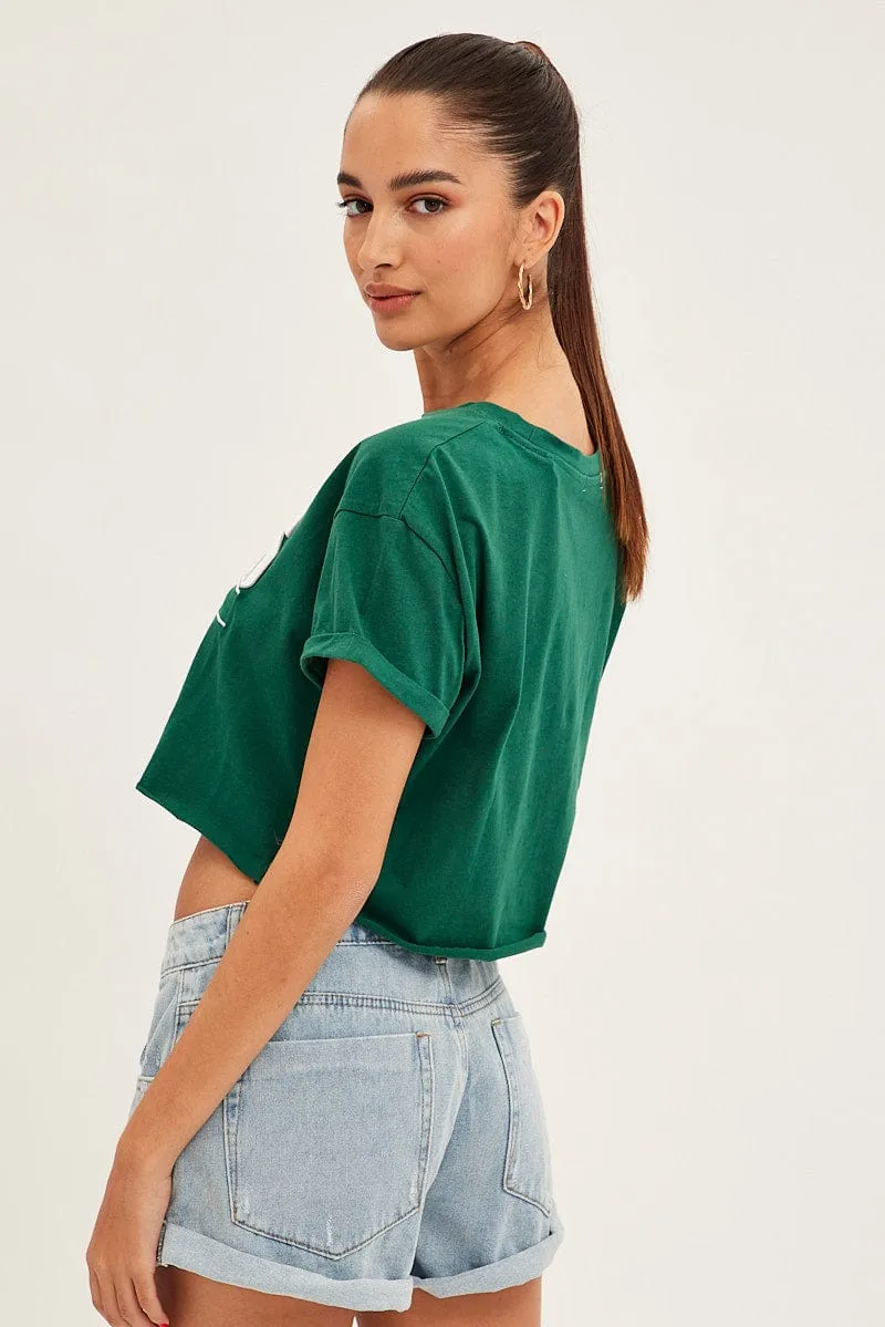 Green Graphic T Shirt Short Sleeve Round Neck Crop sold by Ally Fashion product image thumbnail 5