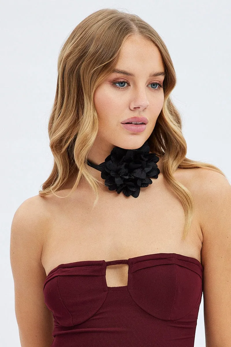 Black Floral Chocker sold by Ally Fashion