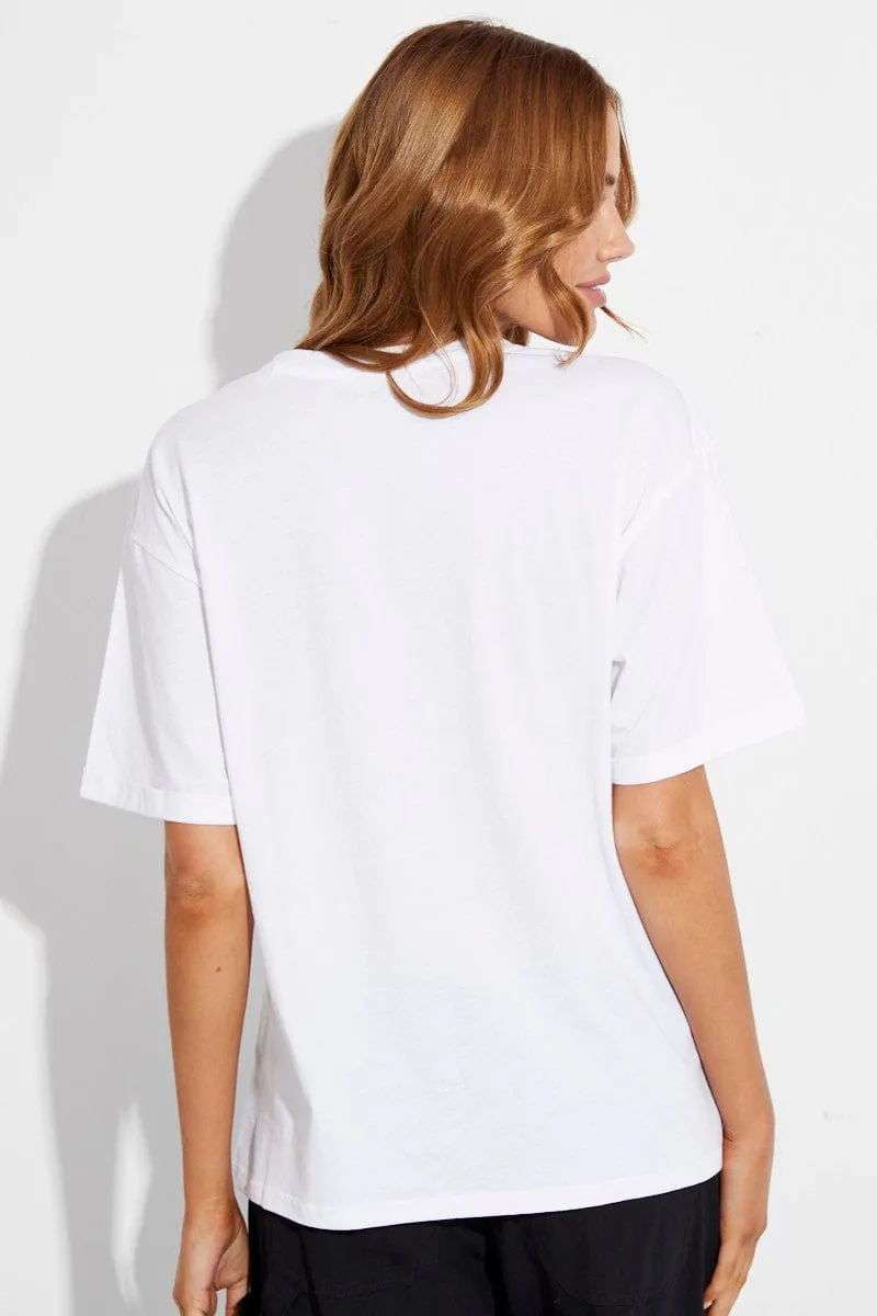 White Tee Round Neck Short Sleeve Milano Print sold by Ally Fashion product image thumbnail 5