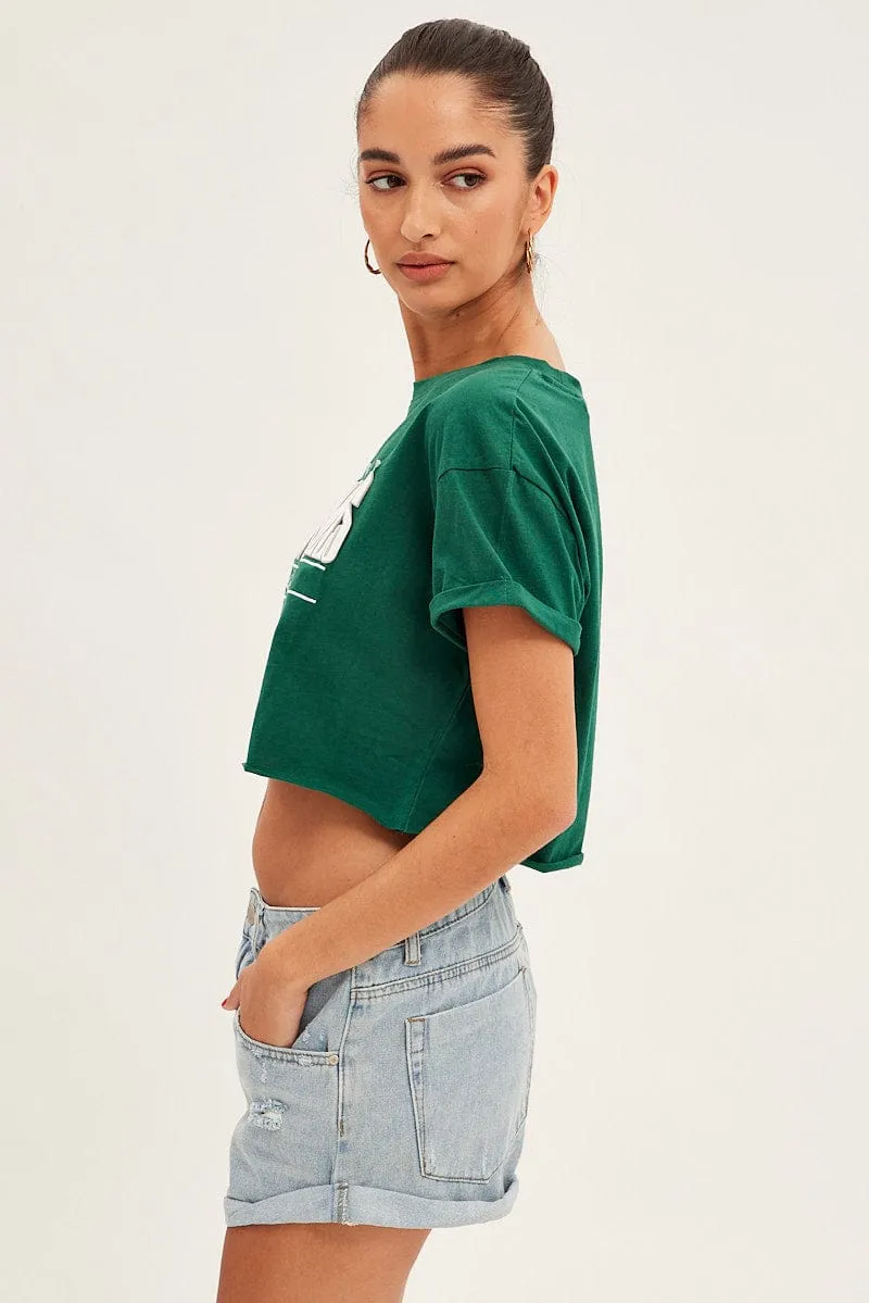 Green Graphic T Shirt Short Sleeve Round Neck Crop sold by Ally Fashion product image thumbnail 4
