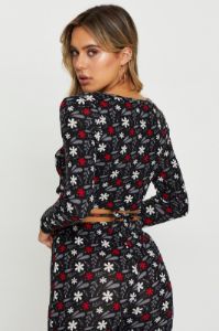 Print Crop Top Long Sleeve sold by Ally Fashion