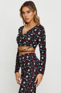 Print Crop Top Long Sleeve sold by Ally Fashion