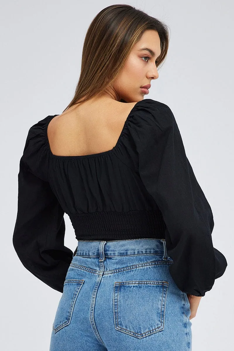 Black Bodysuit Long Sleeve Sweetheart Neck sold by Ally Fashion product image thumbnail 5
