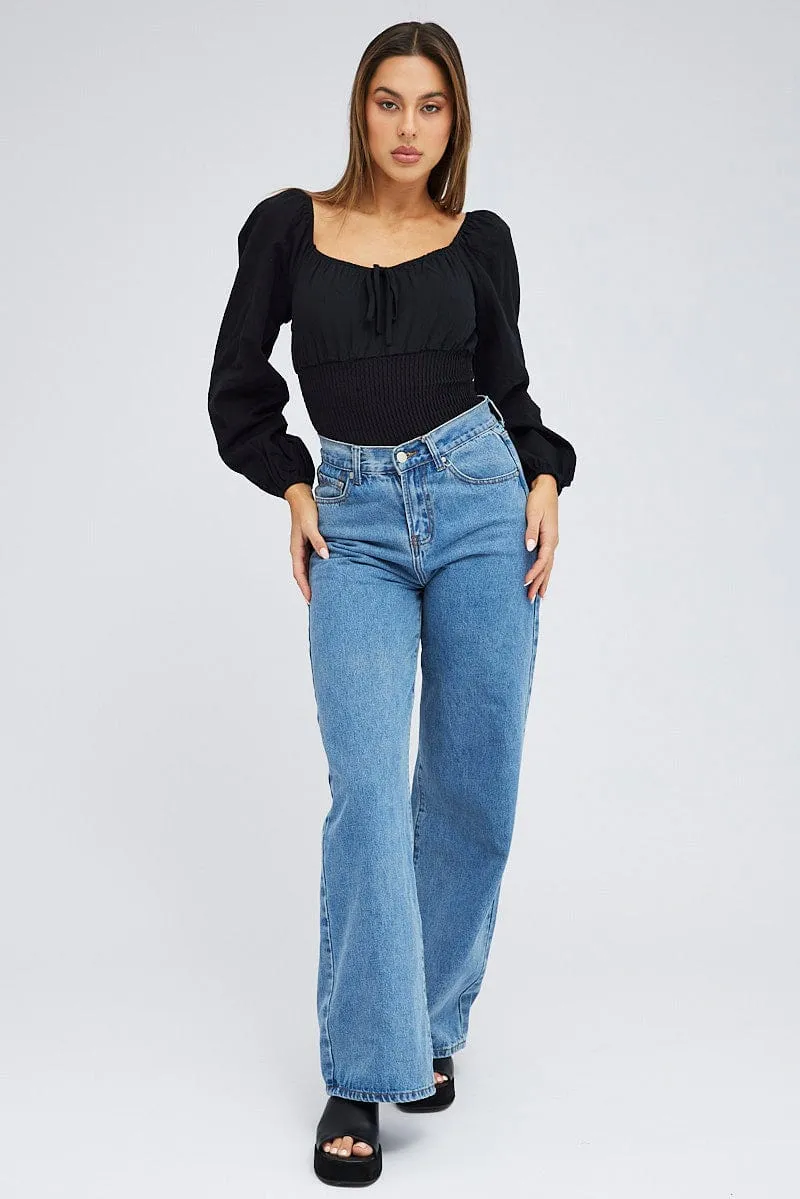 Black Bodysuit Long Sleeve Sweetheart Neck sold by Ally Fashion product image thumbnail 3