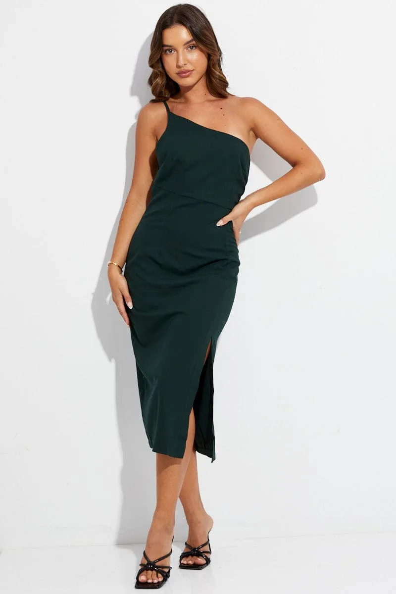 Green Midi Dress One Shoulder Asymmetric sold by Ally Fashion product image thumbnail 3