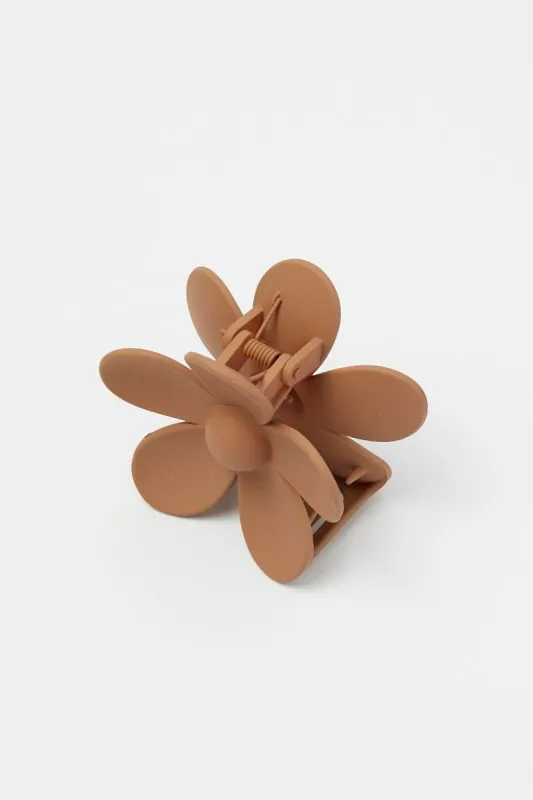 Brown Floral Design Hair Claw Clip sold by Ally Fashion