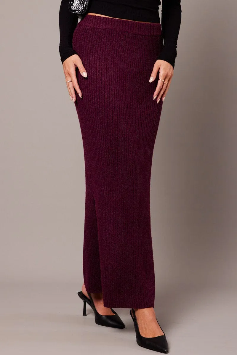 Red Knit Skirt High Rise Midi sold by Ally Fashion product image thumbnail 3