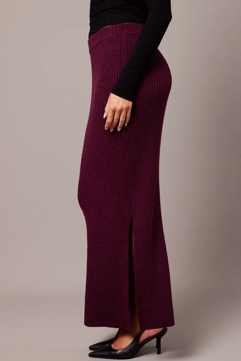 Red Knit Skirt High Rise Midi sold by Ally Fashion product image thumbnail 4