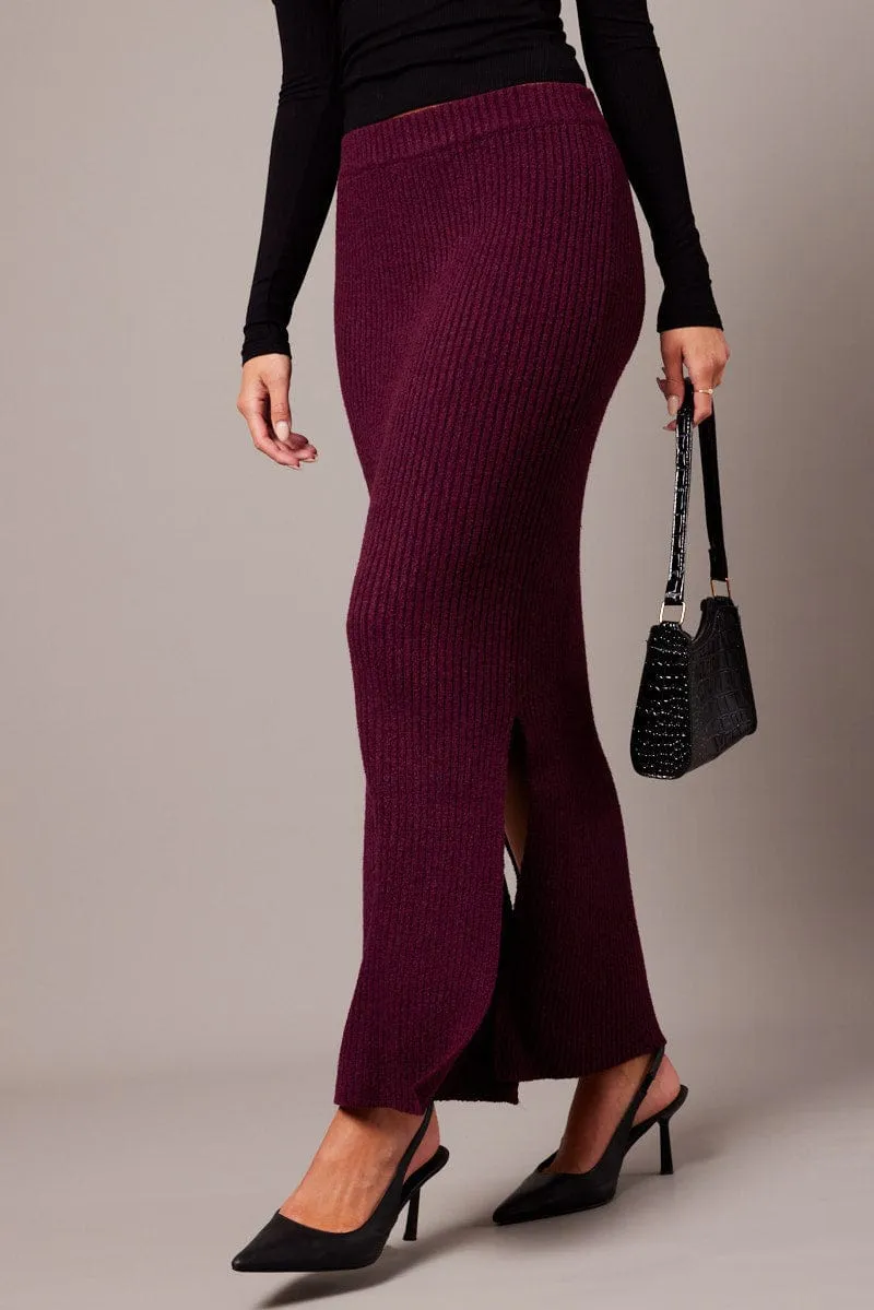 Red Knit Skirt High Rise Midi sold by Ally Fashion