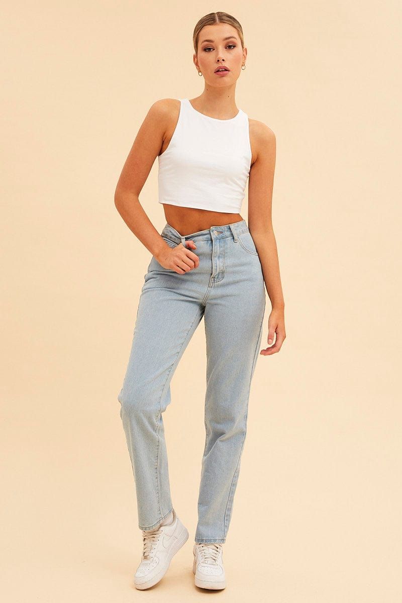 White Essential Cotton Stretch Crop Tank sold by Ally Fashion product image thumbnail 2