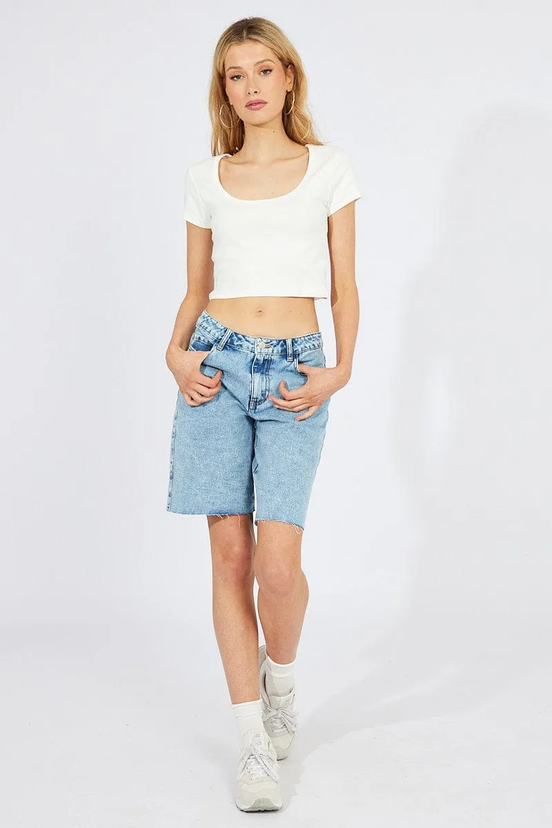 White T-Shirt Short Sleeve Scoop Neck sold by Ally Fashion product image thumbnail 2