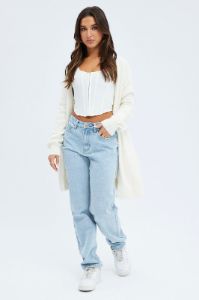 White Fluffy Longline Cardigan sold by Ally Fashion