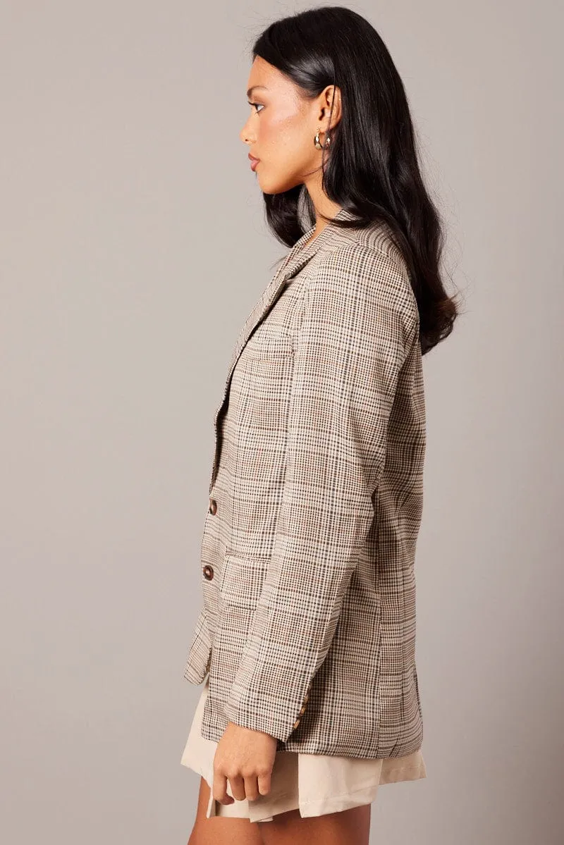 Brown Check Blazer sold by Ally Fashion product image thumbnail 4