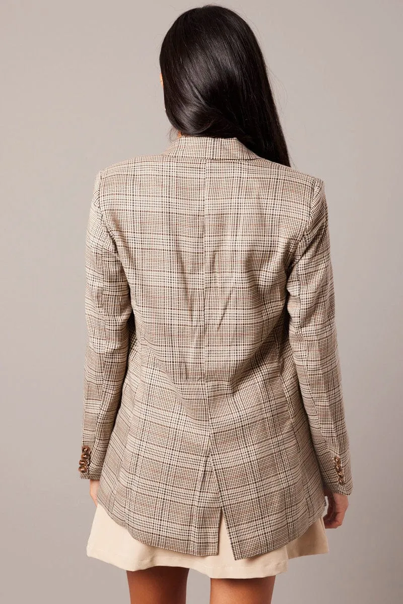 Brown Check Blazer sold by Ally Fashion product image thumbnail 5