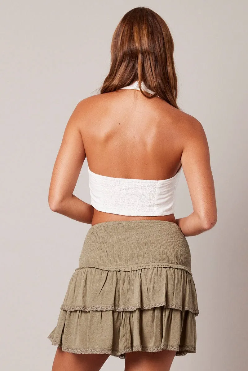 Green Skater Skirt Smocking Waist Mini sold by Ally Fashion product image thumbnail 5