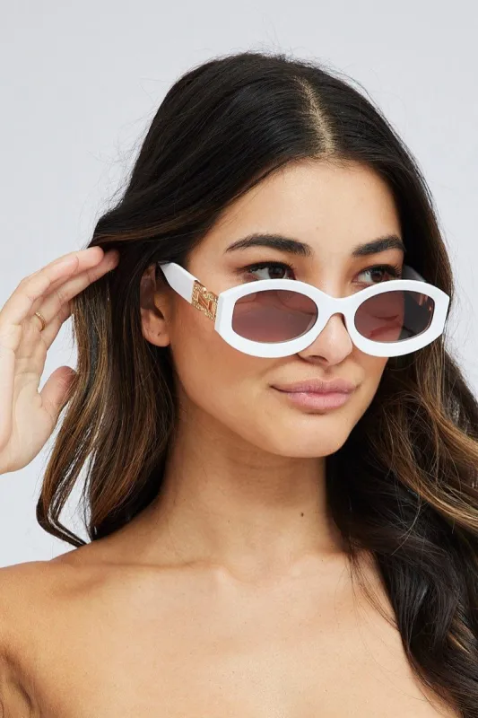 White Fashion Sunglasses Gold Hardwear Detail sold by Ally Fashion