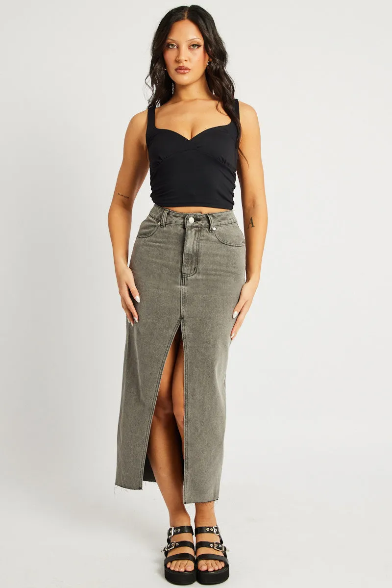 Grey Maxi Skirt High Rise Front Split sold by Ally Fashion product image thumbnail 2
