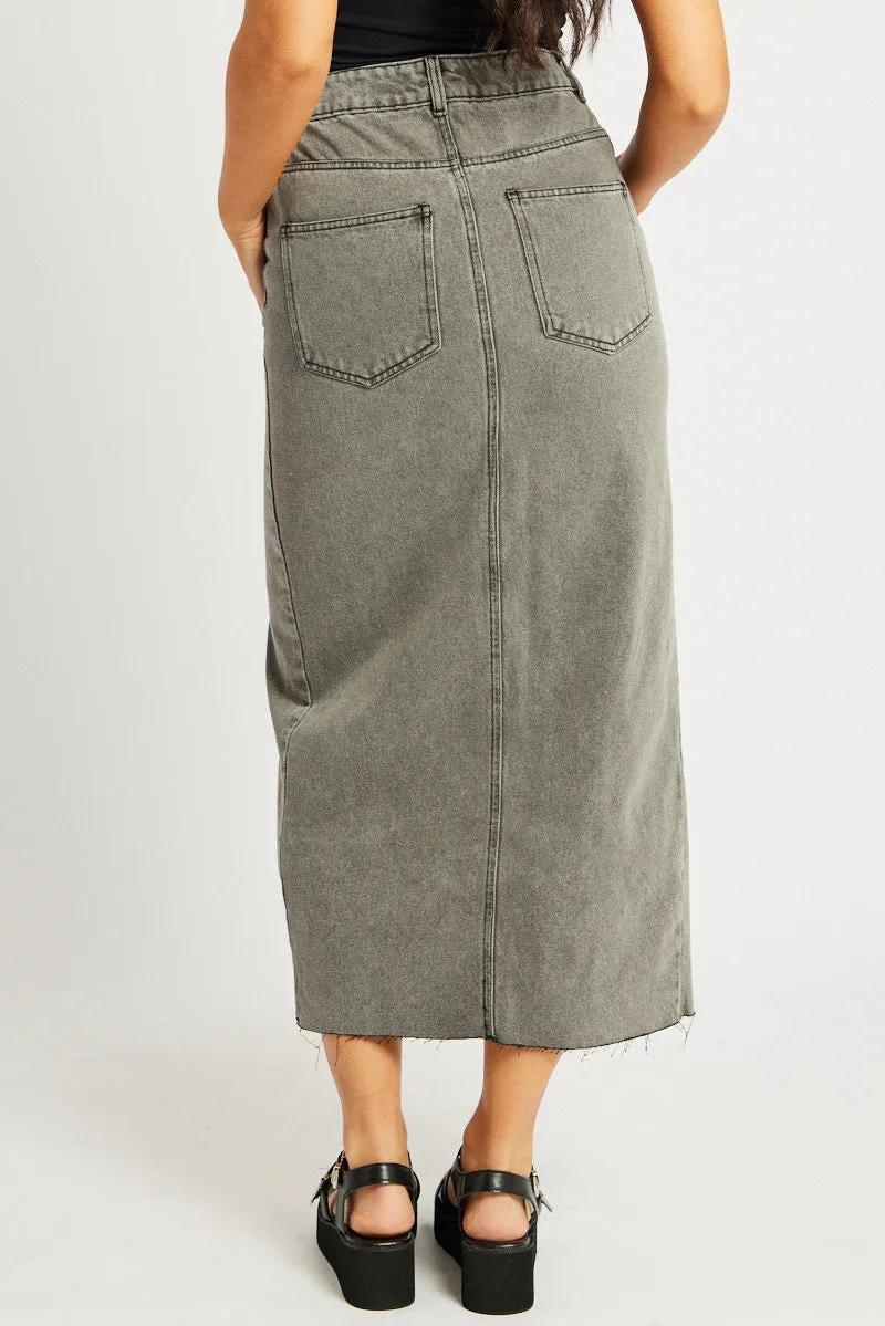 Grey Maxi Skirt High Rise Front Split sold by Ally Fashion product image thumbnail 5