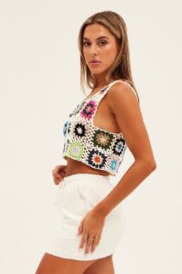 White Mini Skirt High Rise Linen Blend sold by Ally Fashion