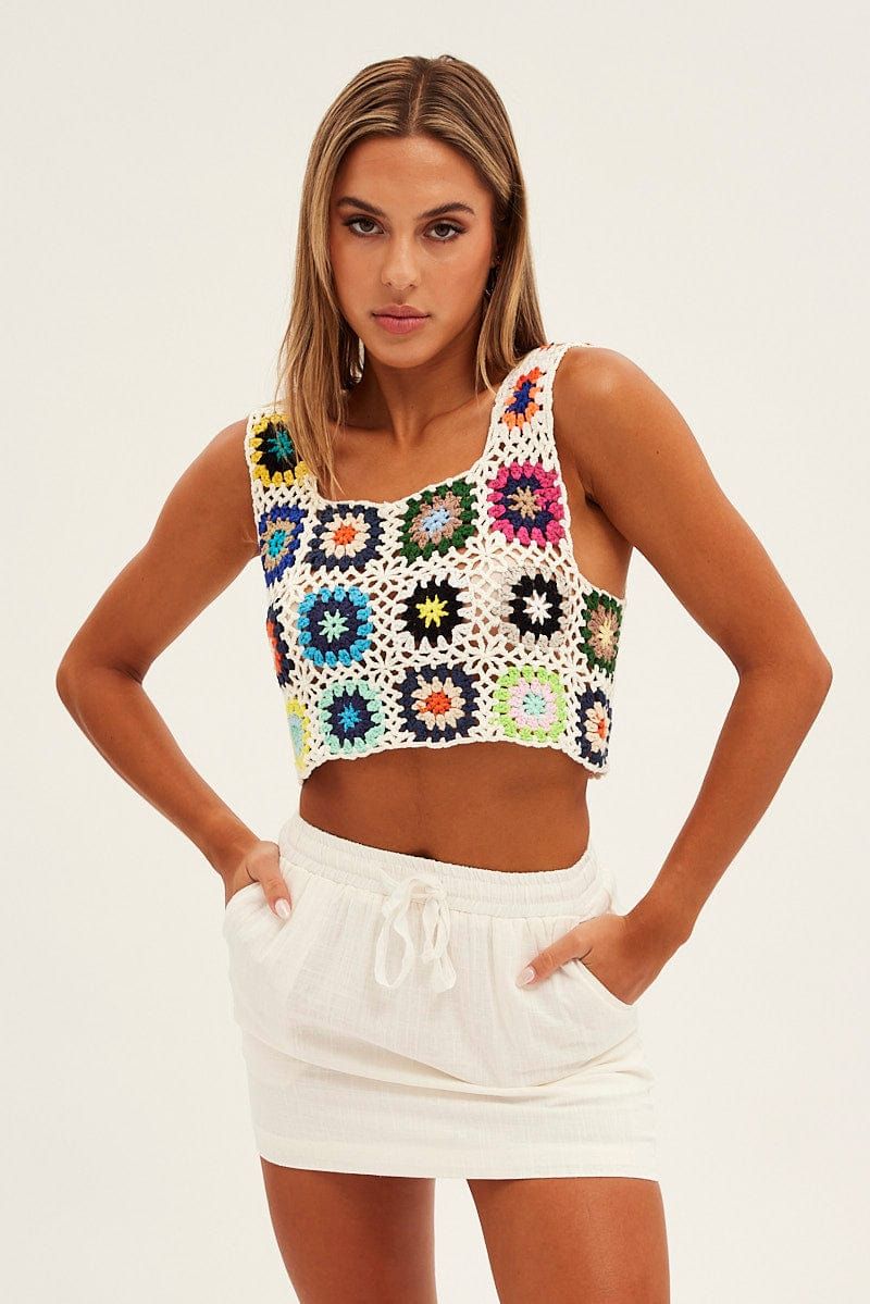 White Mini Skirt High Rise Linen Blend sold by Ally Fashion