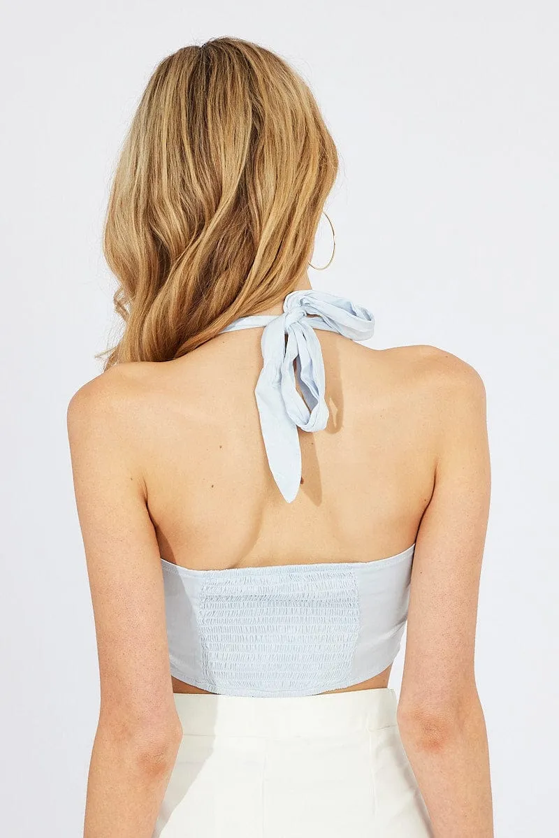 Blue Crop Top Halter sold by Ally Fashion product image thumbnail 5