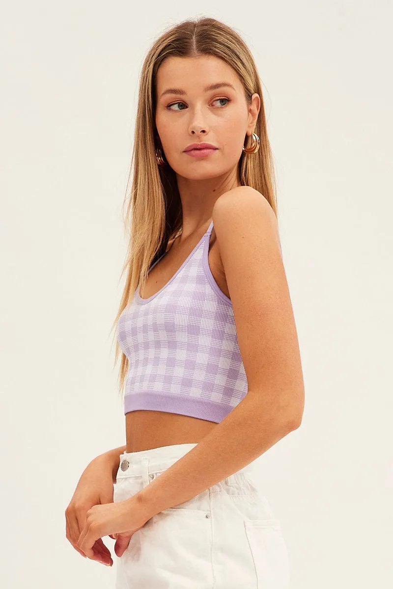Purple Check Bralette Seamless sold by Ally Fashion product image thumbnail 4
