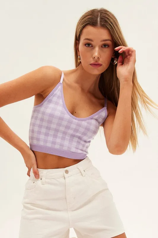 Purple Check Bralette Seamless sold by Ally Fashion