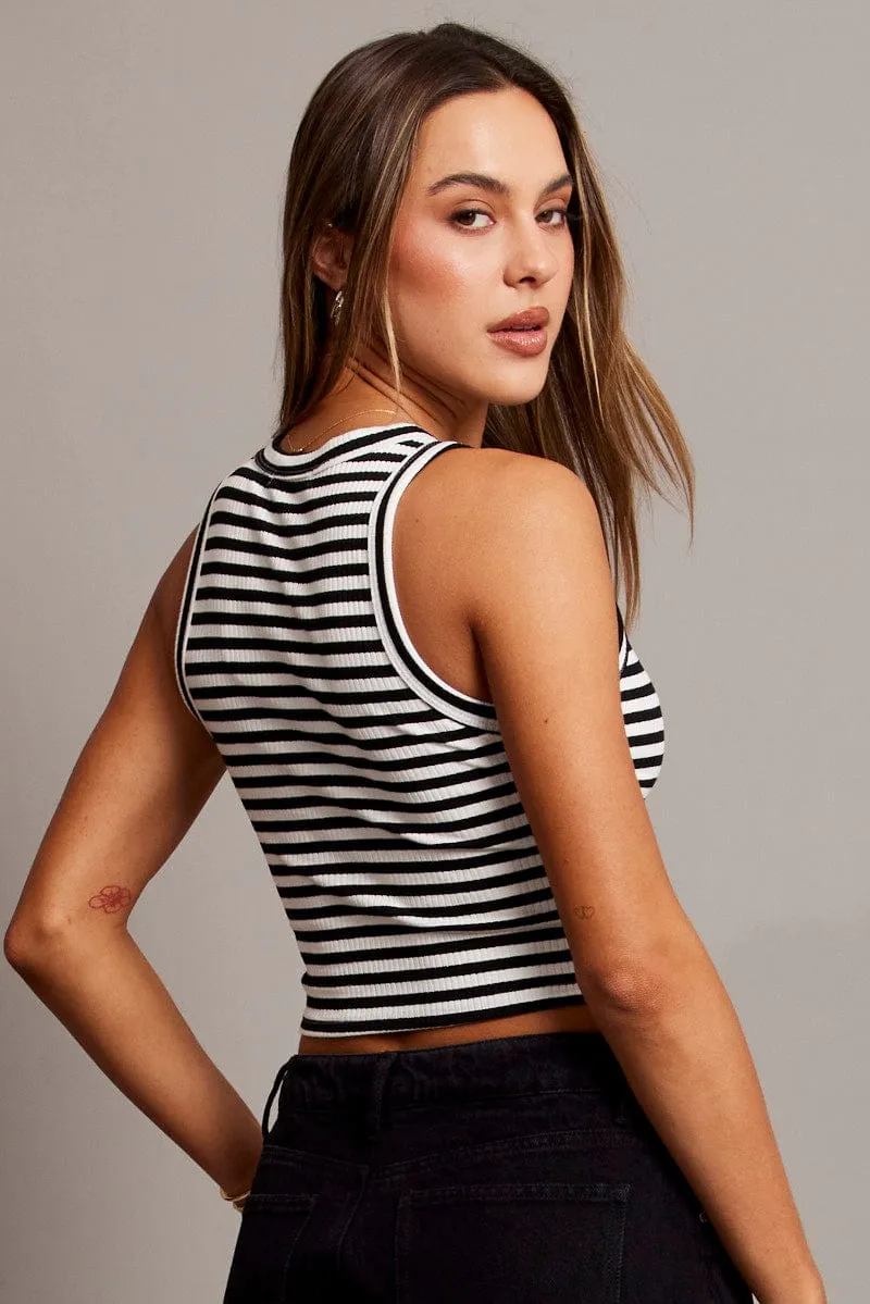 Black Stripe Tank Top Crew Neck sold by Ally Fashion product image thumbnail 5