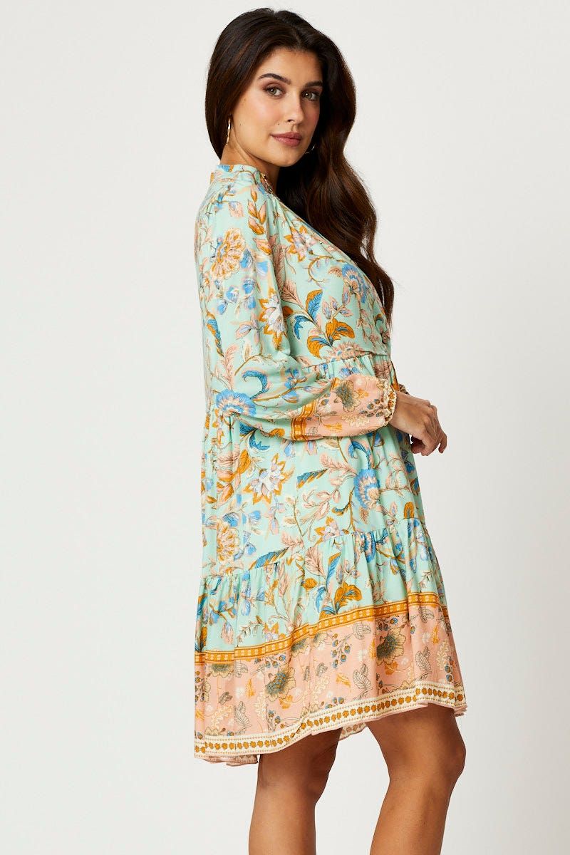 Boho Print Button Front Skater Dress sold by Ally Fashion product image thumbnail 3