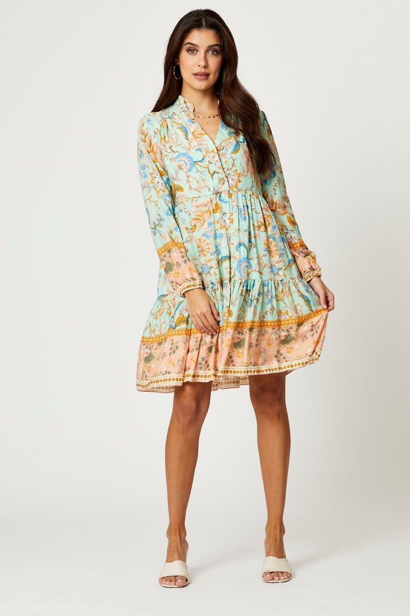 Boho Print Button Front Skater Dress sold by Ally Fashion product image thumbnail 2