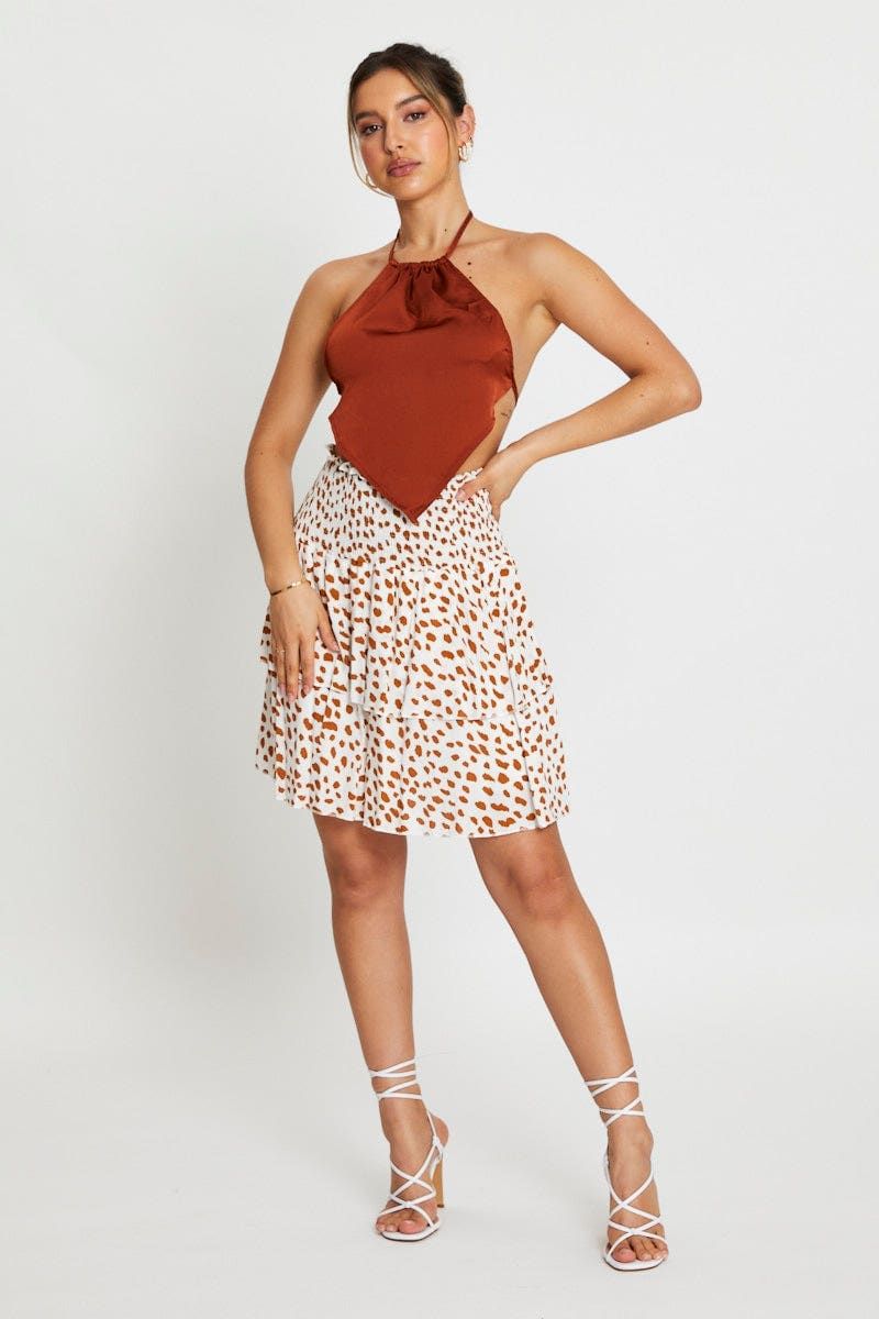 Geo Print Ruffle Skater Skirt sold by Ally Fashion product image thumbnail 3