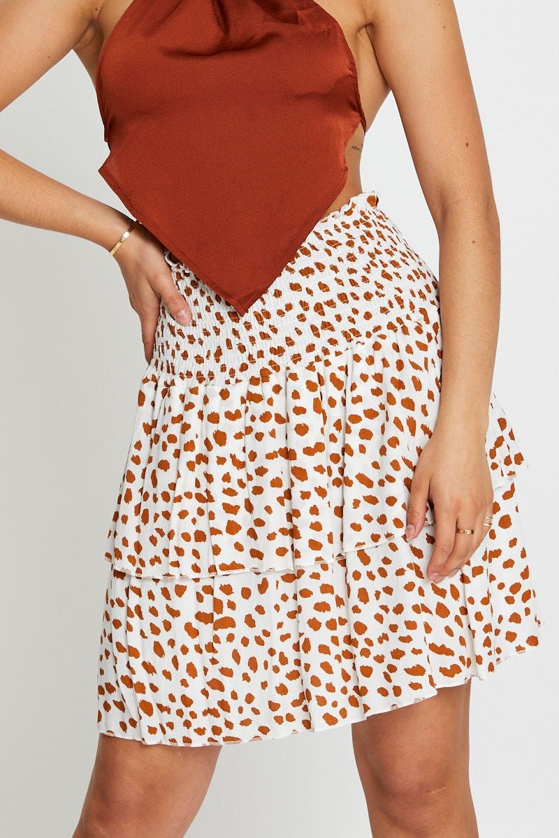 Geo Print Ruffle Skater Skirt sold by Ally Fashion product image thumbnail 2