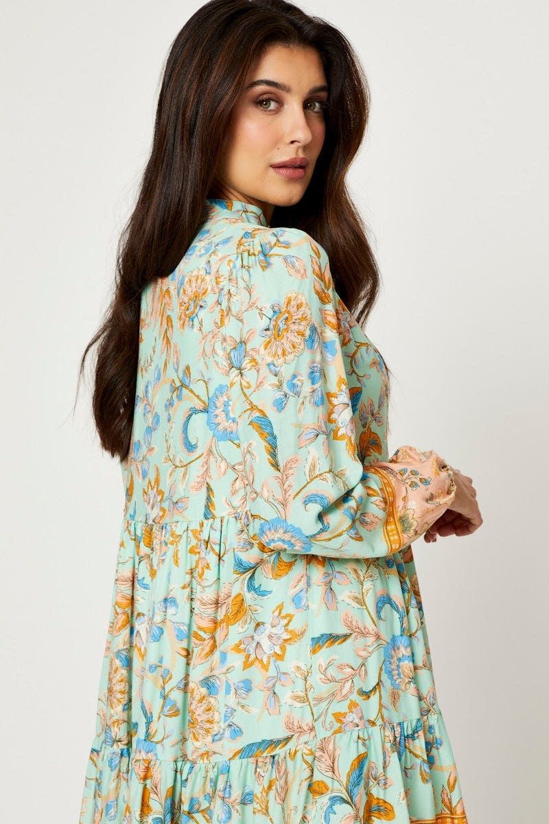 Boho Print Button Front Skater Dress sold by Ally Fashion product image thumbnail 5