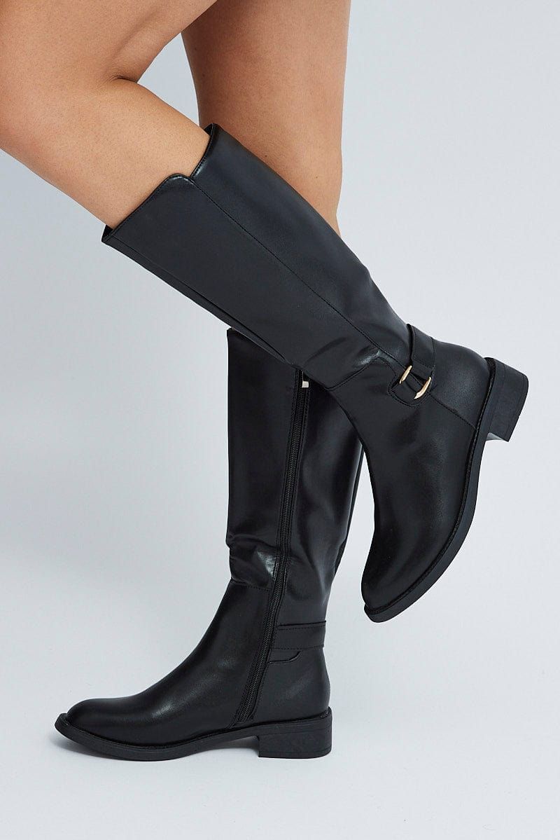 Black Knee High Buckle Boots sold by Ally Fashion product image thumbnail 2