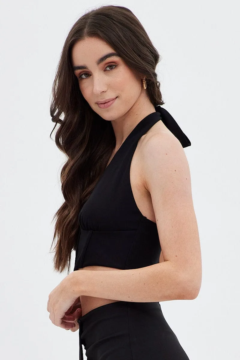 Black Halter Top Back Zip sold by Ally Fashion product image thumbnail 4