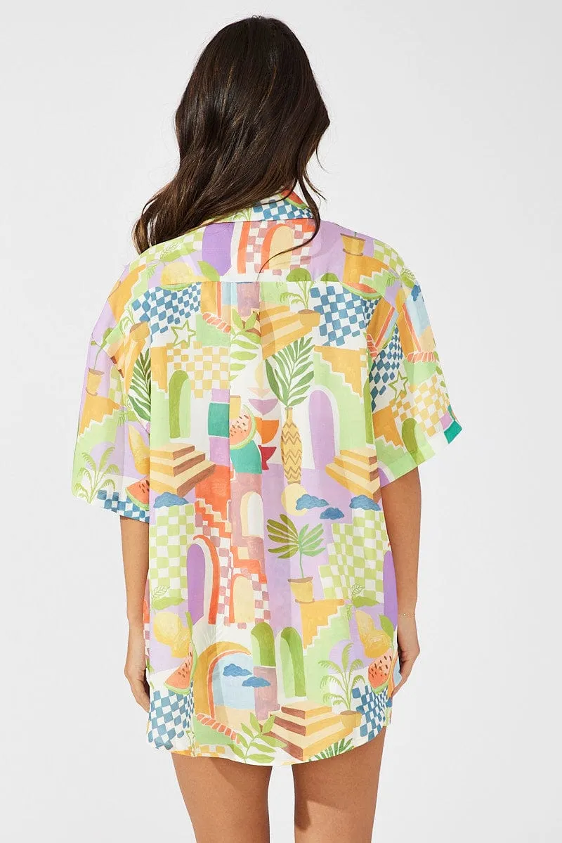 Orange Abstract Shirt Short Sleeve sold by Ally Fashion product image thumbnail 5