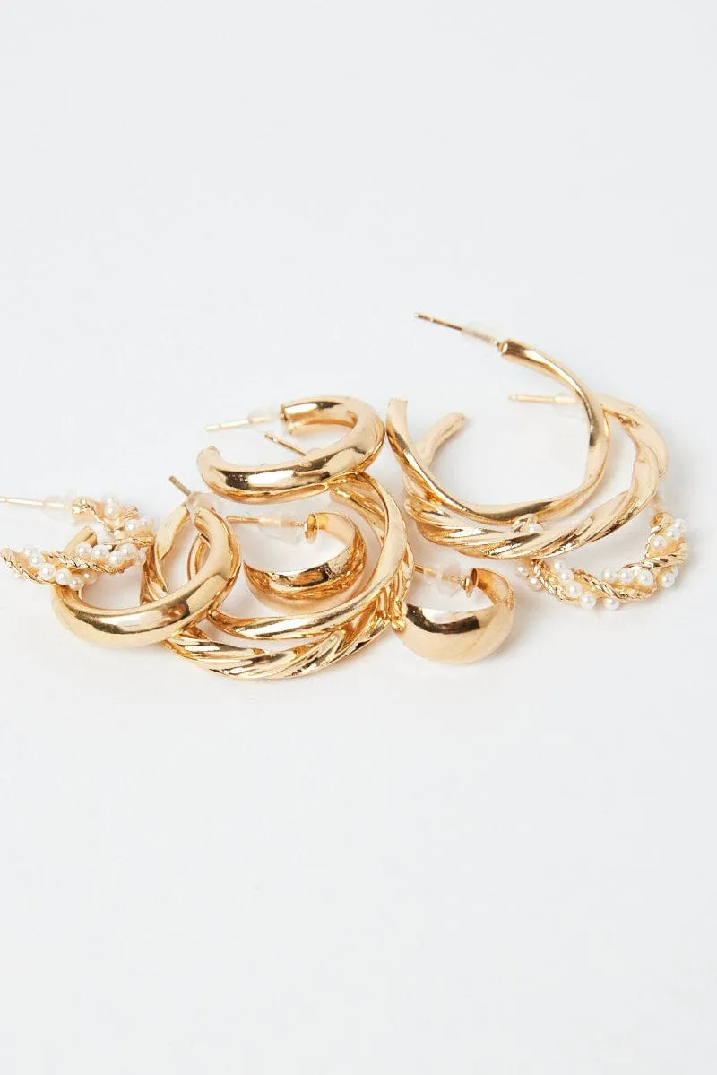 Gold 5 Pack Hoop Earrings Set sold by Ally Fashion product image thumbnail 2