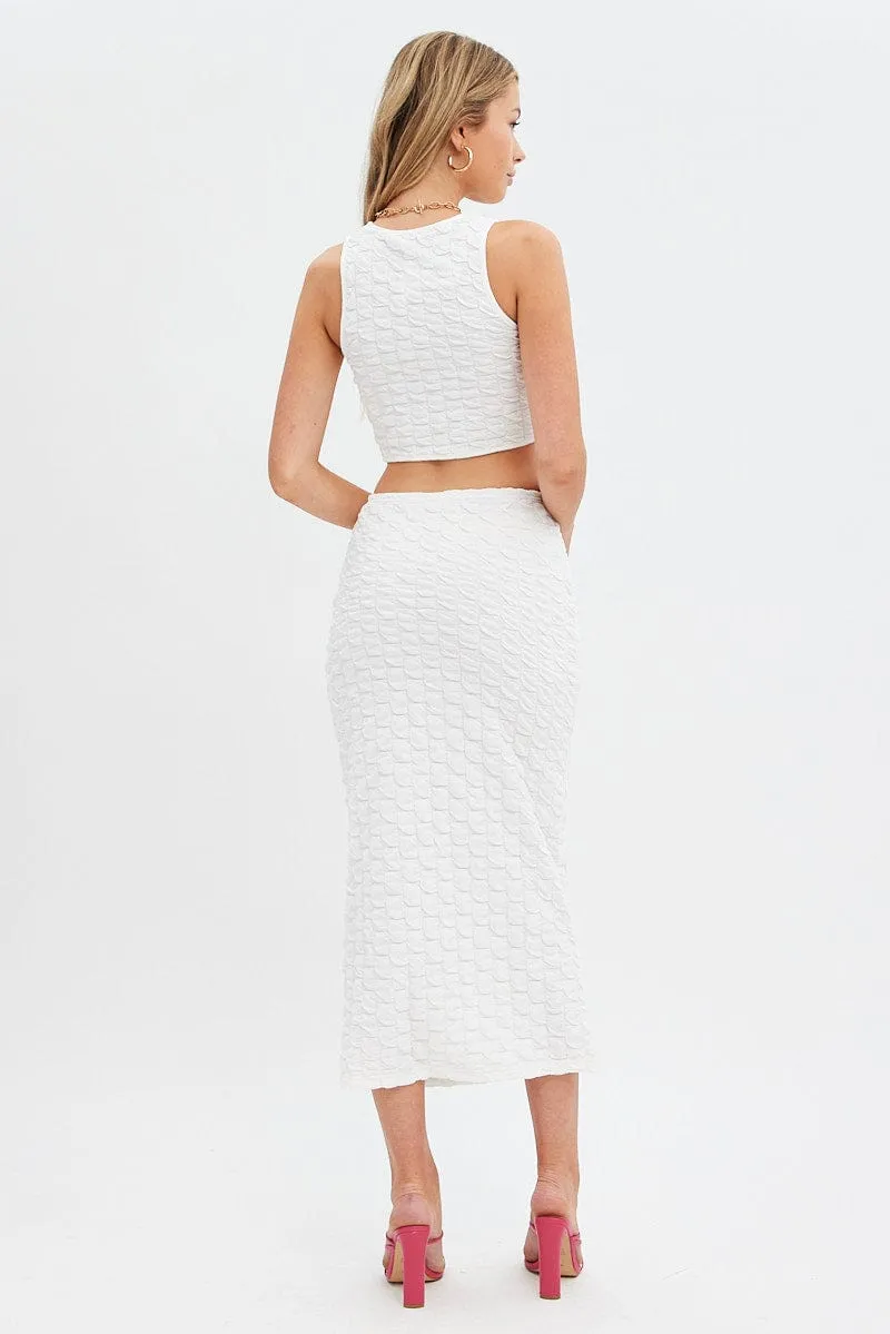 White Maxi Skirt High Rise Bodycon Textured Jersey sold by Ally Fashion product image thumbnail 5