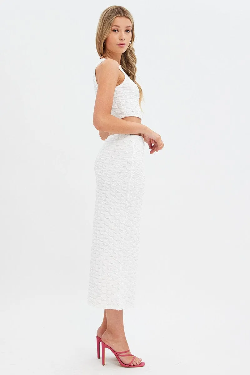 White Maxi Skirt High Rise Bodycon Textured Jersey sold by Ally Fashion product image thumbnail 4