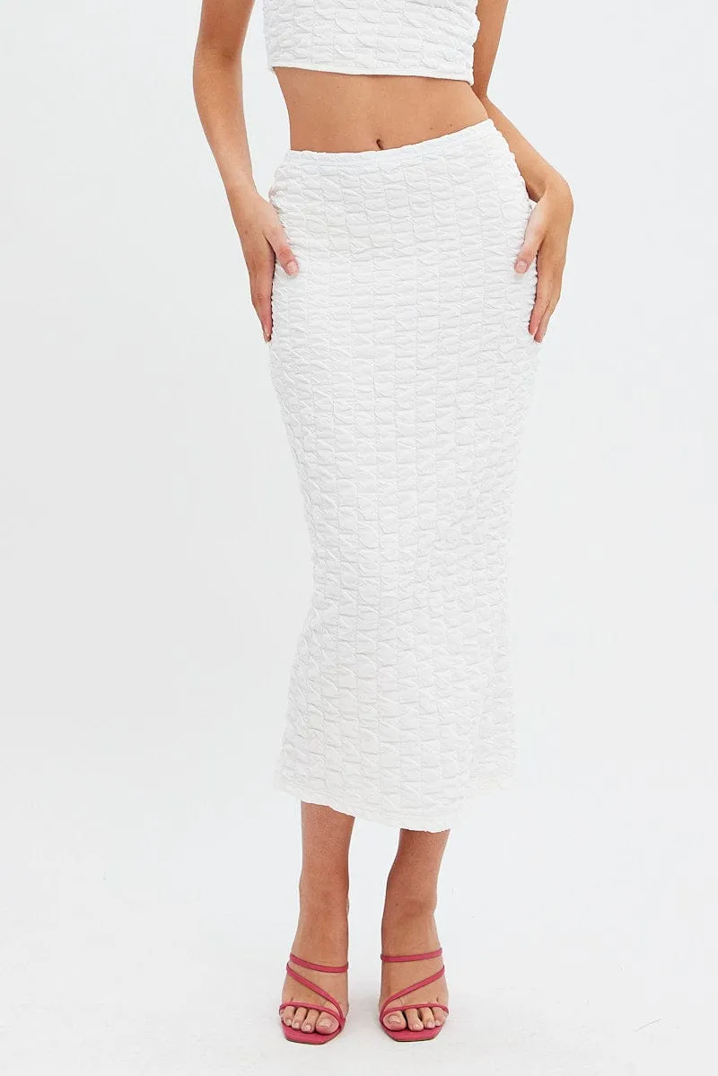 White Maxi Skirt High Rise Bodycon Textured Jersey sold by Ally Fashion