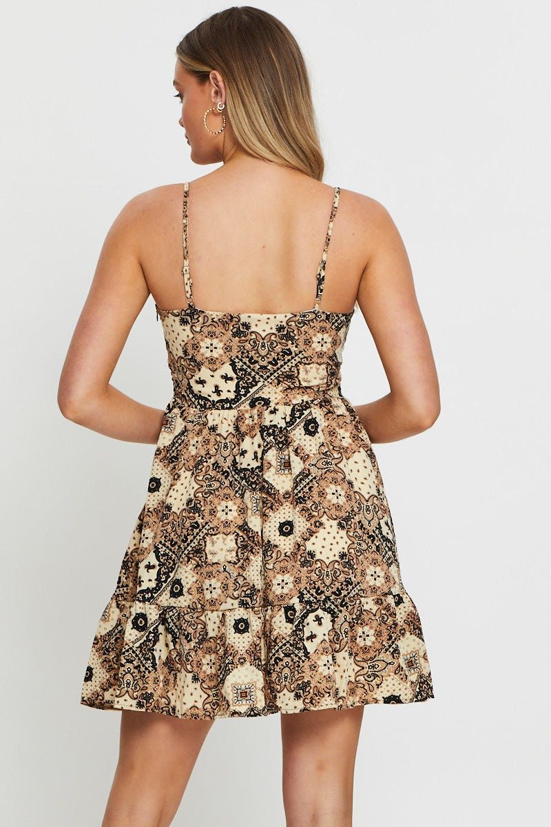 Print Mini Dress V Neck sold by Ally Fashion product image thumbnail 5