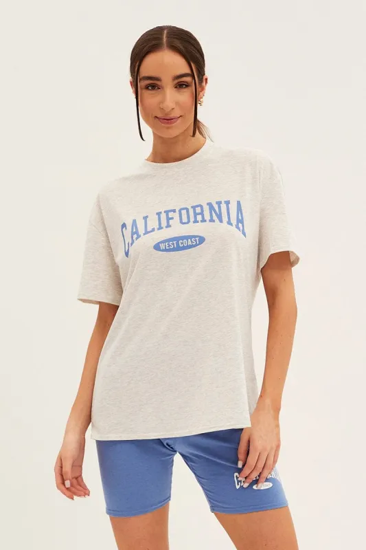 Blue Graphic T And Biker Shorts Set sold by Ally Fashion