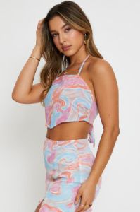 Print Singlet Top Halter Crop sold by Ally Fashion