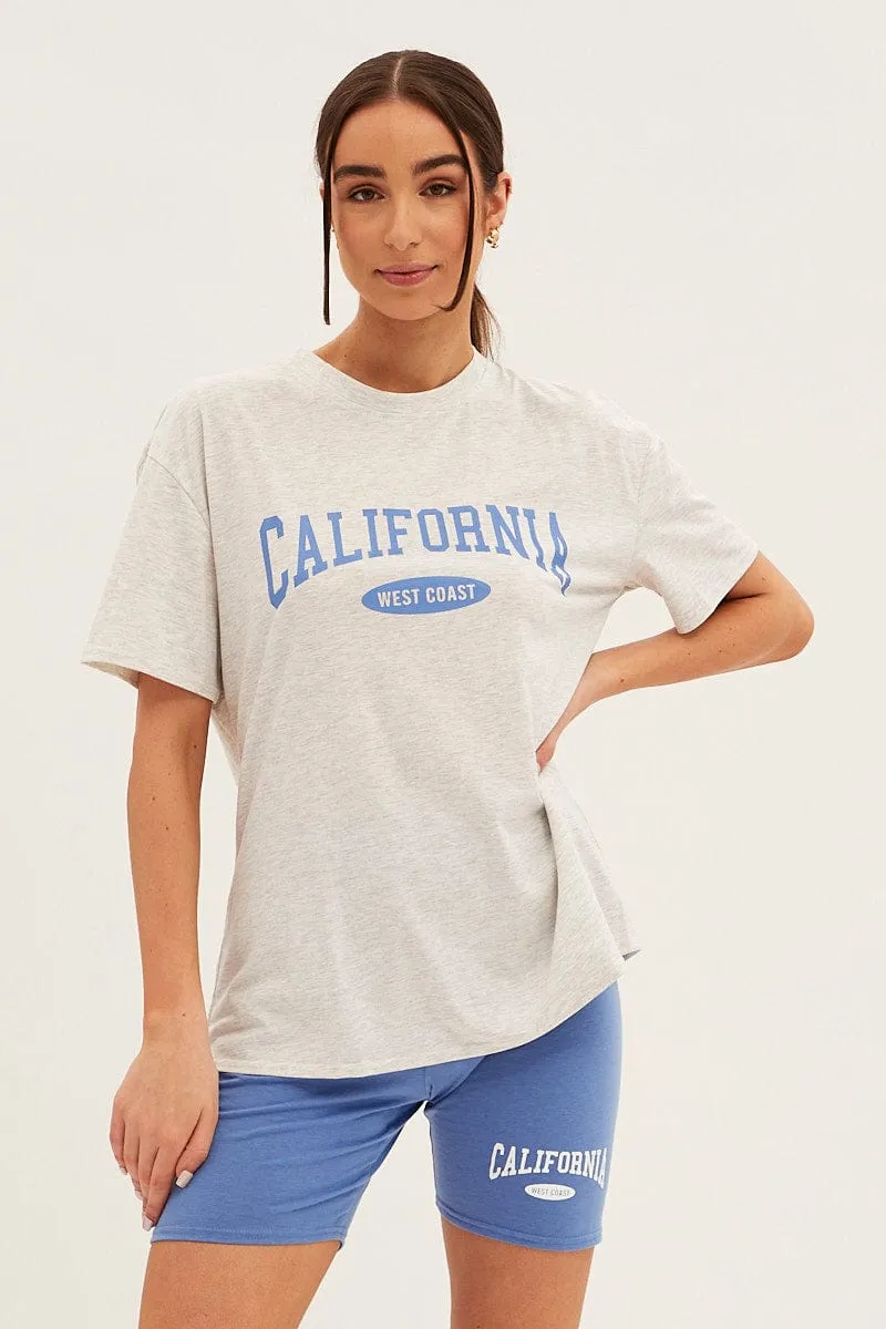 Blue Graphic T And Biker Shorts Set sold by Ally Fashion product image thumbnail 3