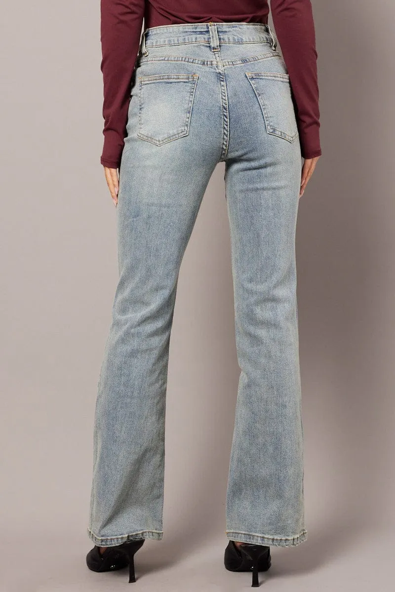 Denim Flare Jean High Rise Belted sold by Ally Fashion product image thumbnail 4