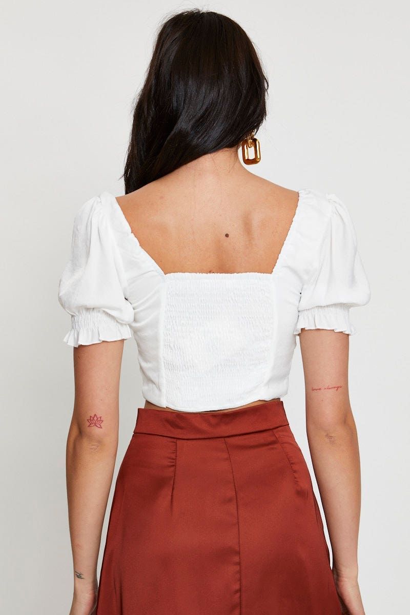 White Crop Top Short Sleeve sold by Ally Fashion product image thumbnail 5