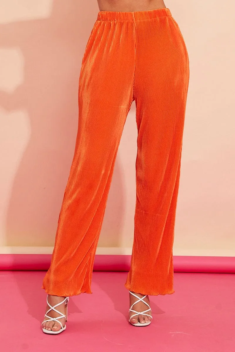 Orange Plisse Pants sold by Ally Fashion product image thumbnail 2