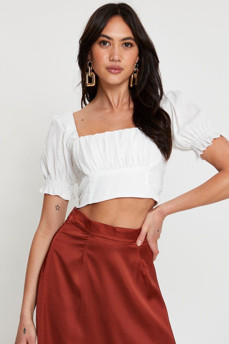White Crop Top Short Sleeve sold by Ally Fashion