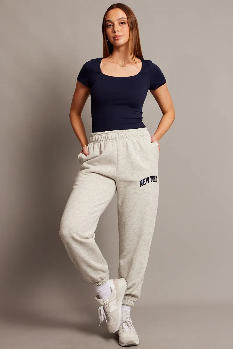 Grey Track Pants High Rise sold by Ally Fashion product image thumbnail 2